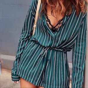 Silence + Noise Long Sleeves Romper With Stripes